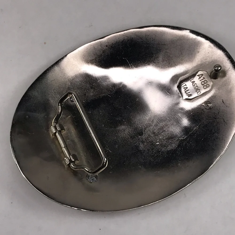 Silver Mudflap Girl Belt Buckle A188 Italia Large 5 x 4